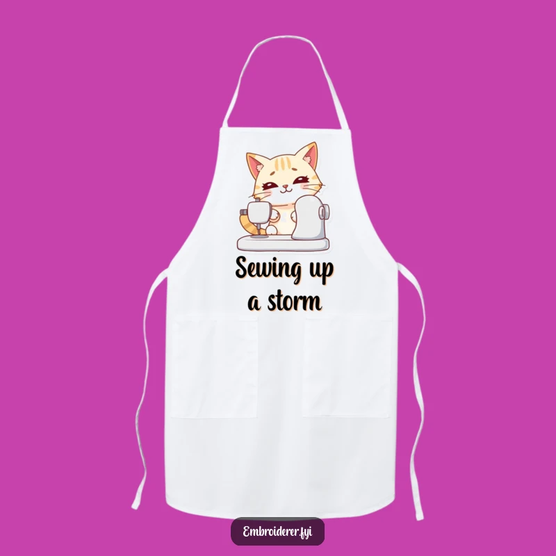 Funny Cat Sewing Apron: Stay Clean with Focused Humor - Great Gift!