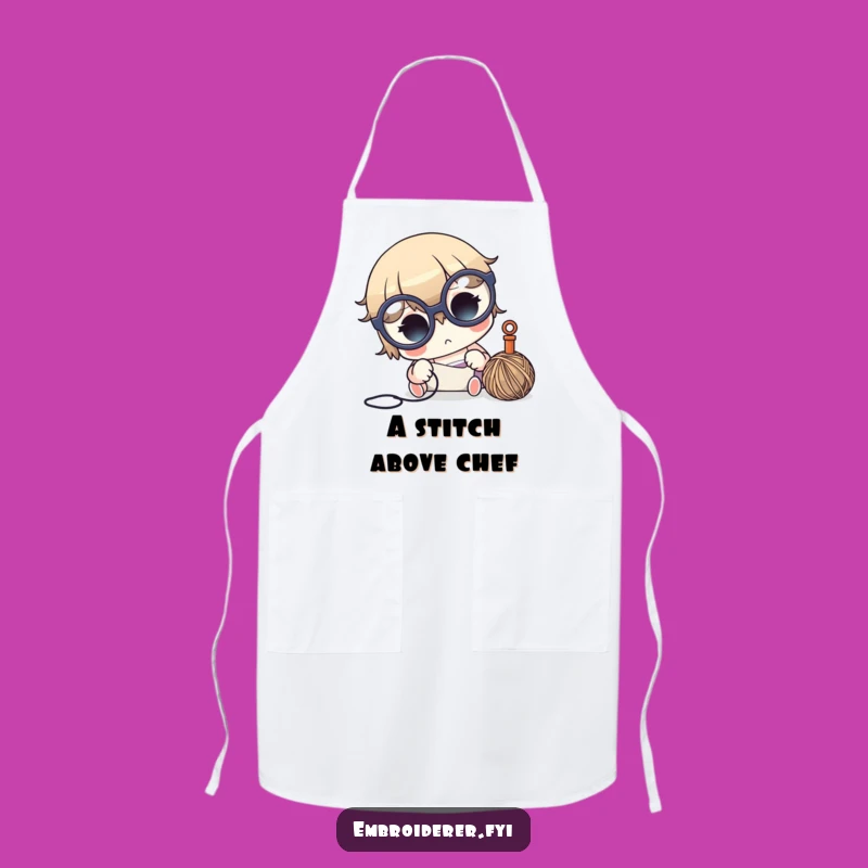 Funny Crafter Apron - Focused Glasses Character, Sewing Essential Gift