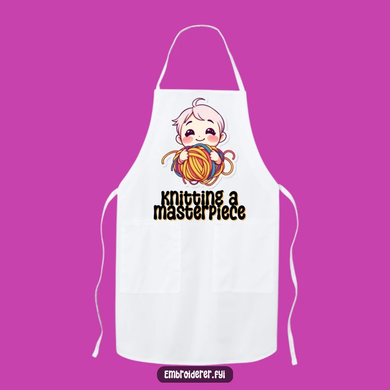 Funny Yarn Lover Apron - Tangled Happiness Character, Crafting Essential Gift