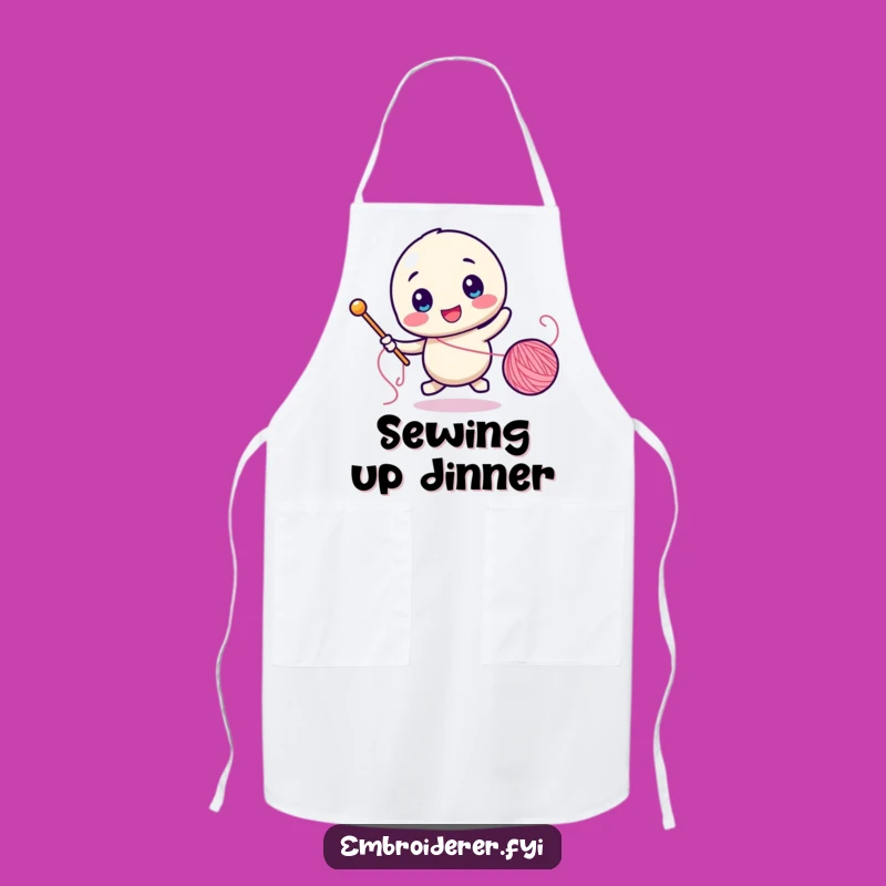 Funny Seamstress Apron: Thread Chasing Kitchen Gear, Comical Craft Gift