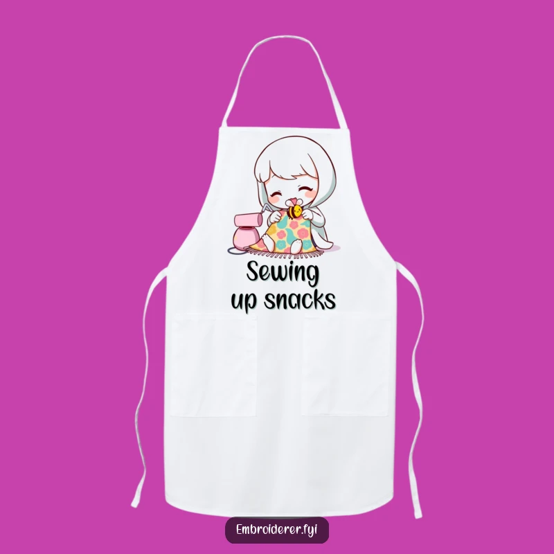 Funny Sewing Bee Apron: Character's Crafty Protection, Humorous Kitchen or Studio Wear