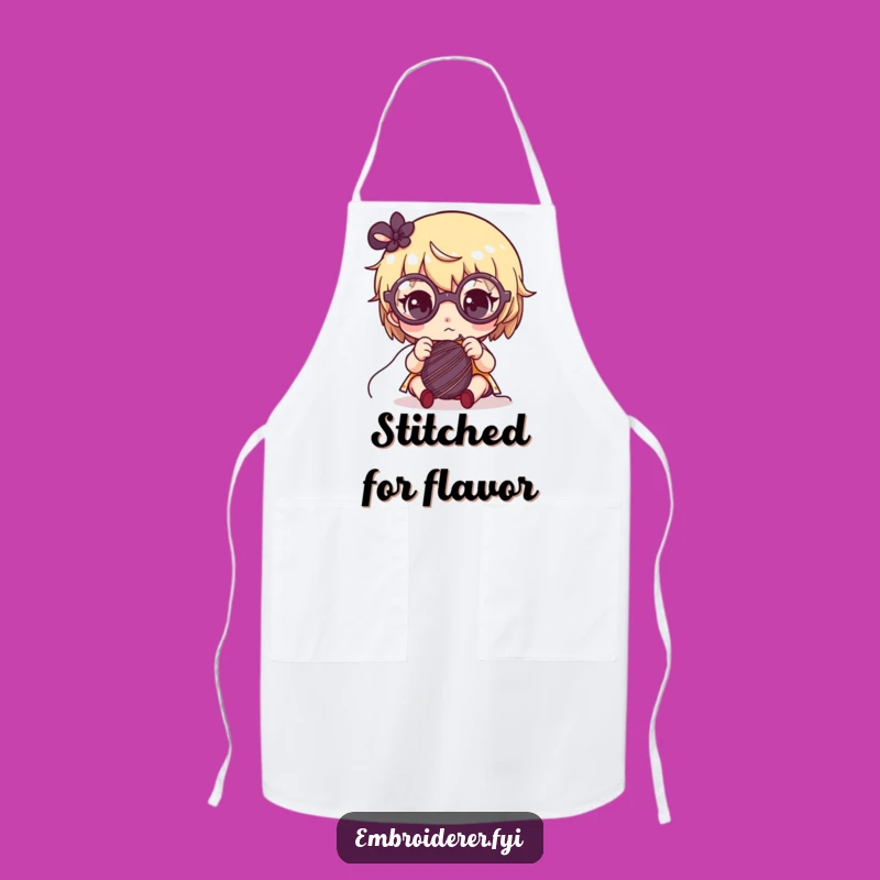 Funny Focused Crafter Apron: Cute Glasses Character Sewing Smock