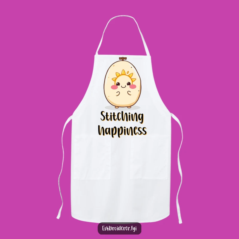 Funny Happy Potato Embroidery Apron: Cheerful Kitchen Wear for Crafty Cooks