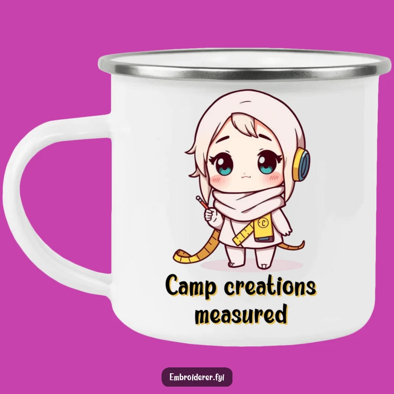 Funny Crafter Camping Mug: Coffee with Amazement, Measuring Tape Scarf, Gift