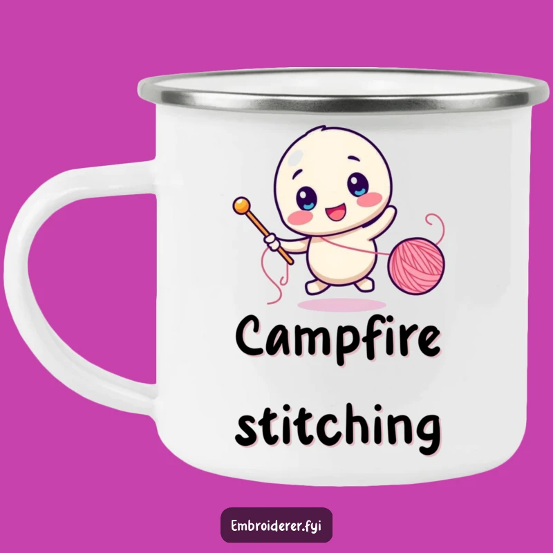Funny Seamstress Camping Mug: Thread Chasing Enamel Cup, Crafter Gift