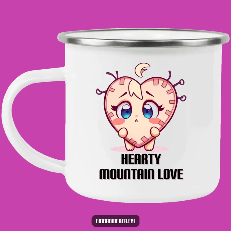 Funny Stitch Surprise Camping Mug - Wobbly Heart Creator, Outdoor Sewing Gift