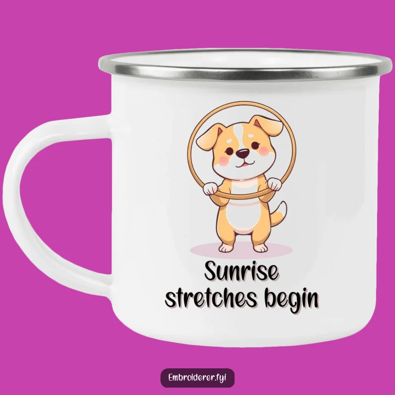 Funny Dog Hoop Camping Mug: Hilarious & Durable for Focused Campers