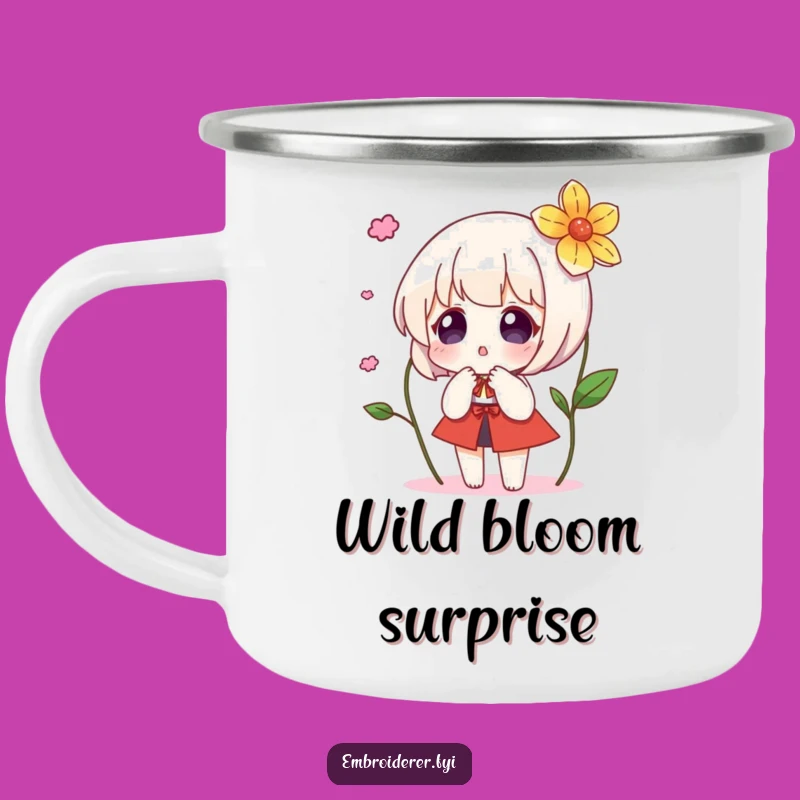 Funny Surprise Flower Camping Mug: Enjoy Drinks with Magical Embroidered Charm
