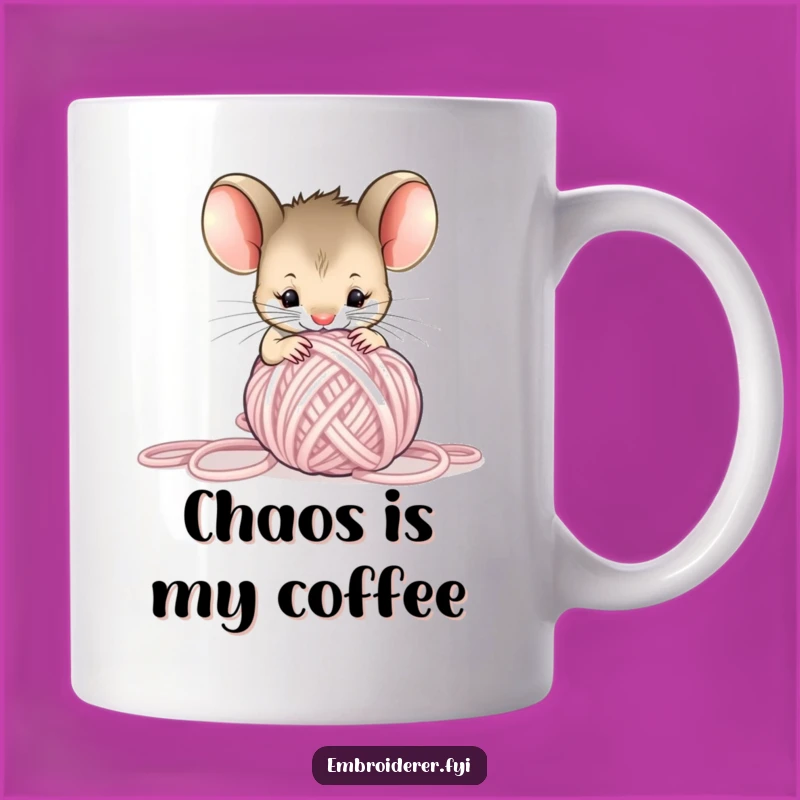 Funny Mouse & Yarn Mug: A Hilarious Gift for Crafty Puzzled Explorers