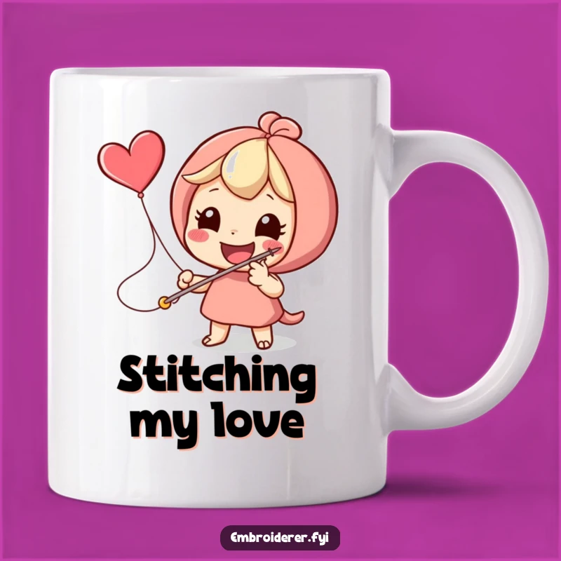 Funny Stitching Heart Mug - Whimsical Love Creator Gift