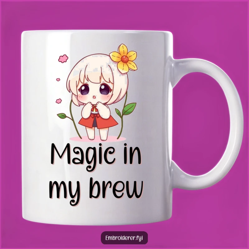 Funny Surprise Flower Mug: Magical Embroidery for a Whimsical Start to Your Day