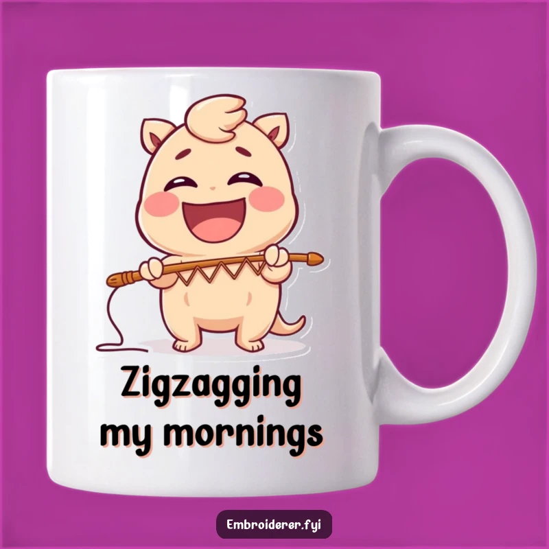 Funny Zig-Zag Stitch Mug - Comical Crafter's Laughing Gift