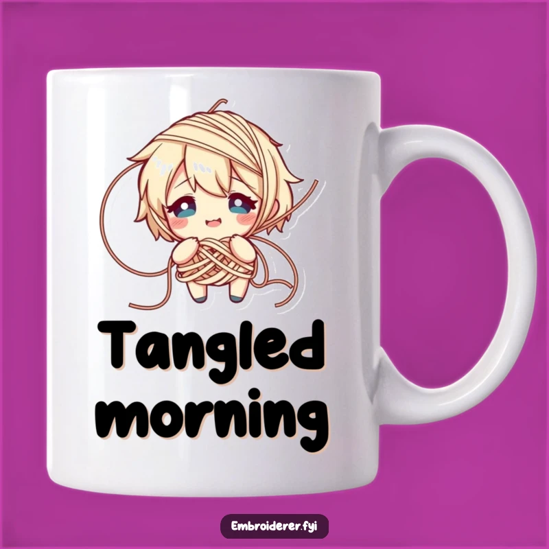 Funny Yarn Tangle Mug: Flustered Crafter Gift for Knitting Fun