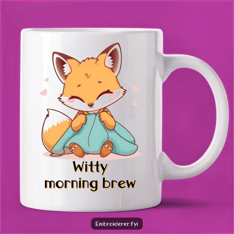 Funny Winking Fox Stitching Mug: Sly Humor for Crafters - Perfect Gift!