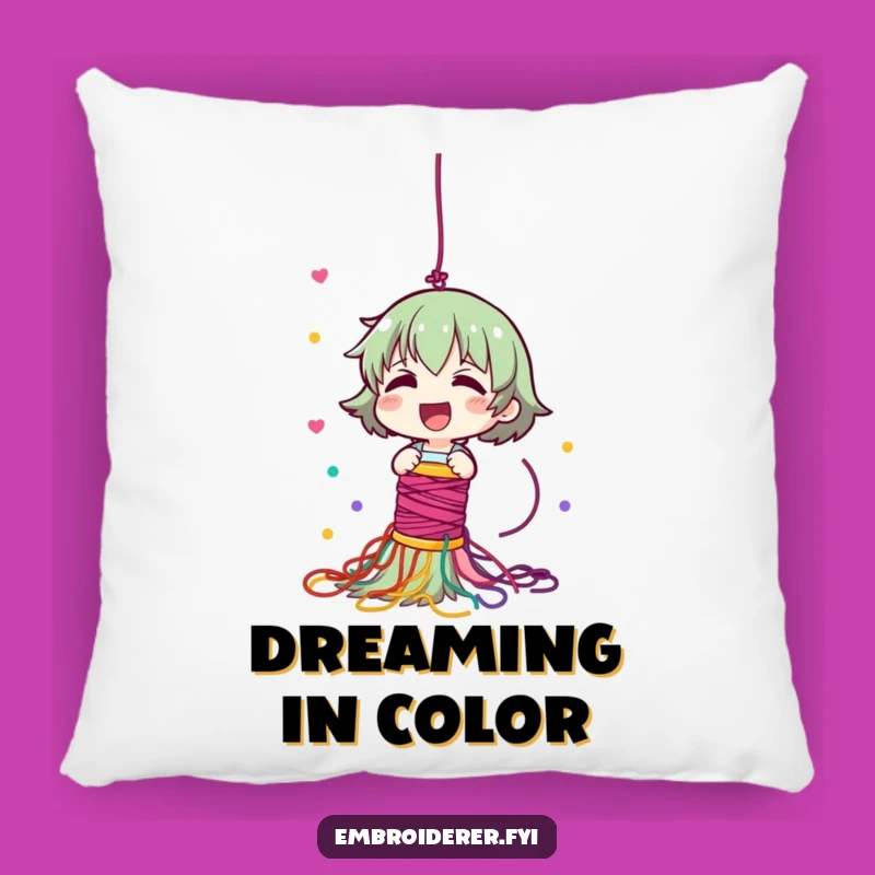 Funny Thread Cascade Pillow: Cozy Comfort with Vibrant Crafting Fun