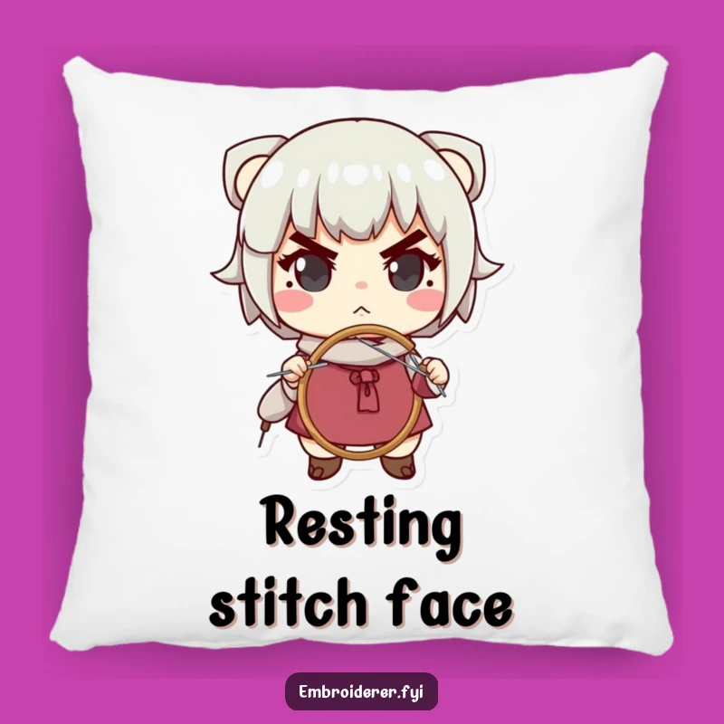 Funny Determined Stitcher Pillow: Cozy Comfort with a Hilarious Crafty Twist