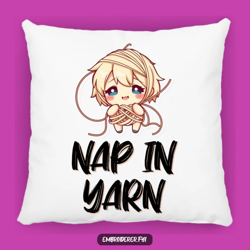Funny Yarn Tangle Pillow: Cozy Knitter Cushion for Relaxation