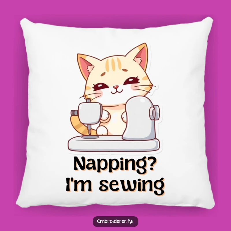 Cozy Funny Cat Sewing Pillow: Cuddle Up with Focused Humor - Adorable Gift!