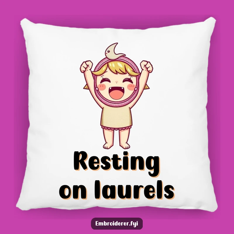 Funny Embroidered Patch Pillow: Soft Craft Victory Cushion, Cozy Proud Stitcher's Gift