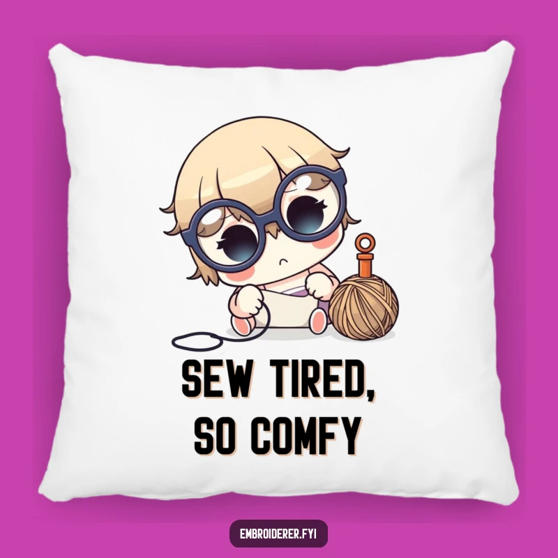 Funny Crafter Pillow - Focused Glasses Character, Cozy Sewing Accent