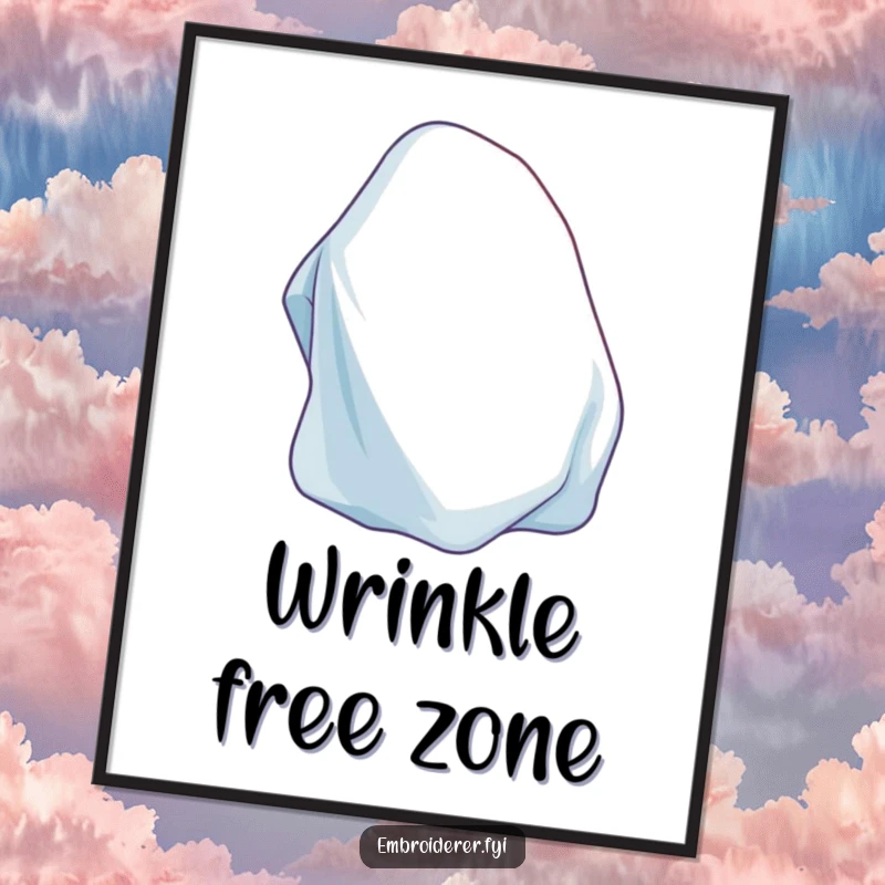 Funny Iron Digital Art Print of a contented iron smoothly pressing out wrinkles from fabric, embodying peace.