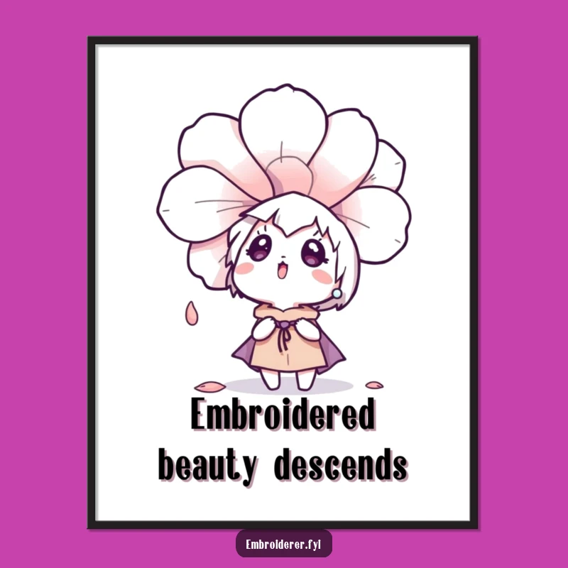 Funny Surprised Petal Digital Art - Instant Whimsical Wall Decor