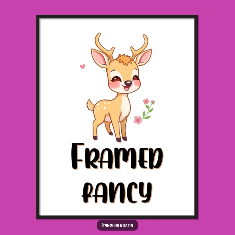 Funny Deer Digital Art: Joyful Embroidery Admiration, Instant Decor Gift