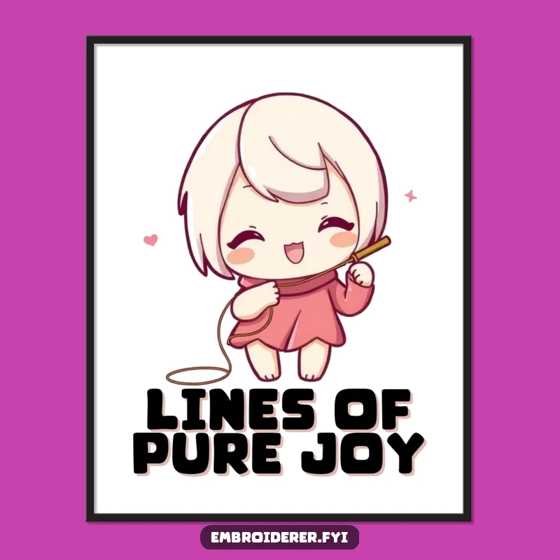 Funny Artistic Crafter Digital Print: Playful Needle and Thread Art