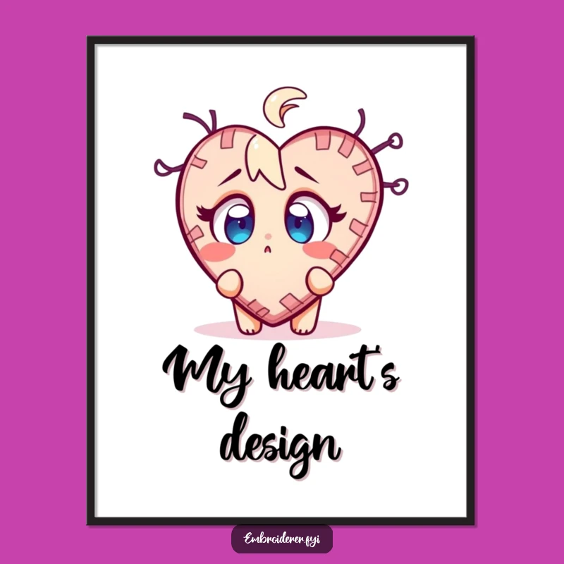 Funny Stitch Surprise Digital Art - Wobbly Heart Creator Print, Instant Sewing Gift
