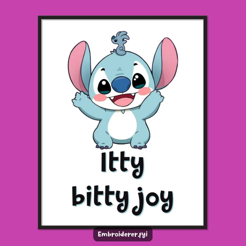 Funny Tiny Stitch Digital Art: Delighted Crafter Print for Sewing Rooms