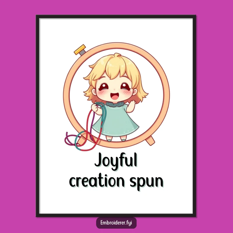 Funny Stitcher Digital Art: Joyful Thread Puller, Instant Download Crafter Gift