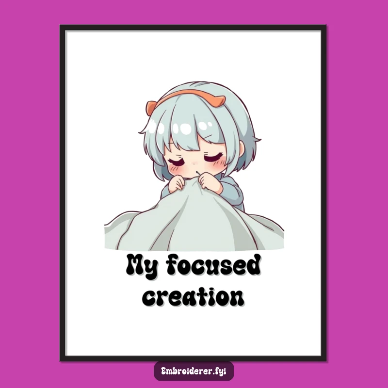 Funny Focused Stitcher Digital Print: Intense Craft Art for Walls, Perfect Funny Gift