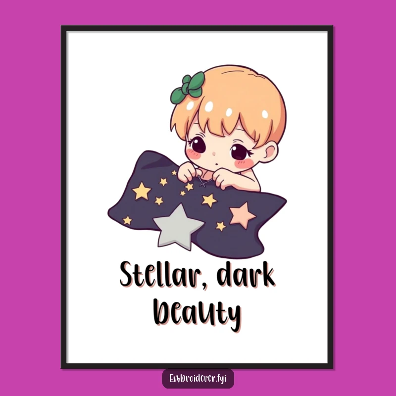 Funny Star Stitcher Digital Art: Instant Download of Cosmic Craft