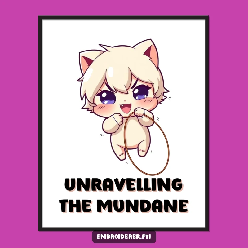 Funny Digital Art: Mischievous Character Unraveling Fabric, Perfect Funny Gift Print