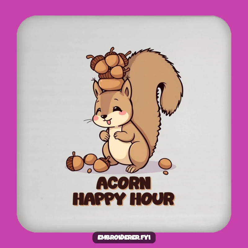 Funny Squirrel Acorn Tower Drink Coaster: Protect Surfaces With Focused Charm