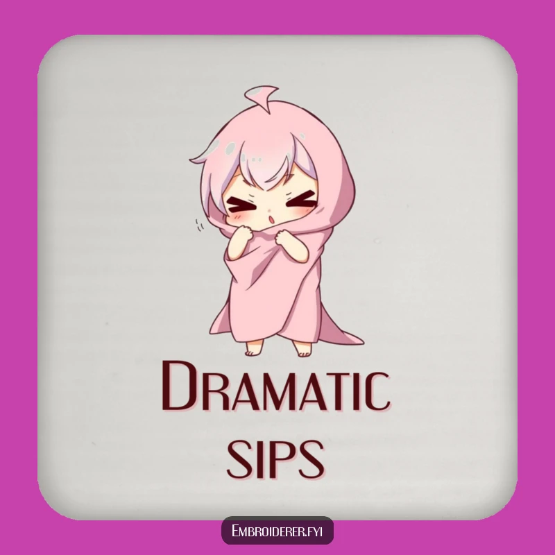 Funny Dramatic Pose Coaster: Silly Fabric Character Protector for Tables