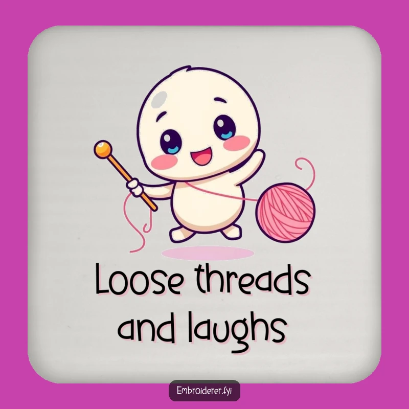 Funny Seamstress Drink Coaster: Thread Chasing Protector, Comical Craft Gift