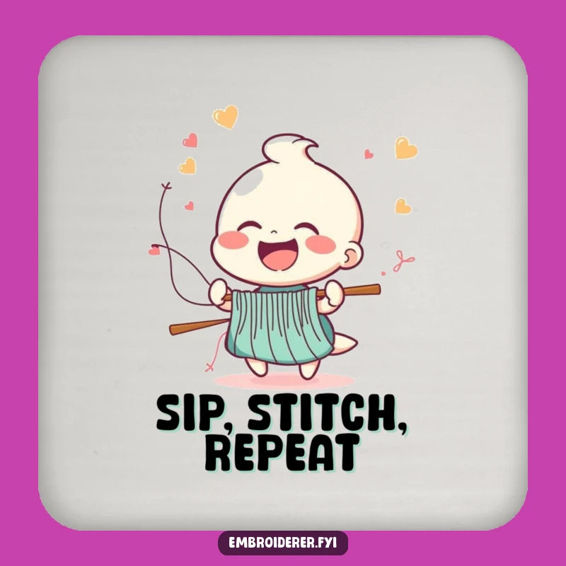 Funny Sewing Coaster: Cheerful Laughing Stitcher's Speed Table Protector