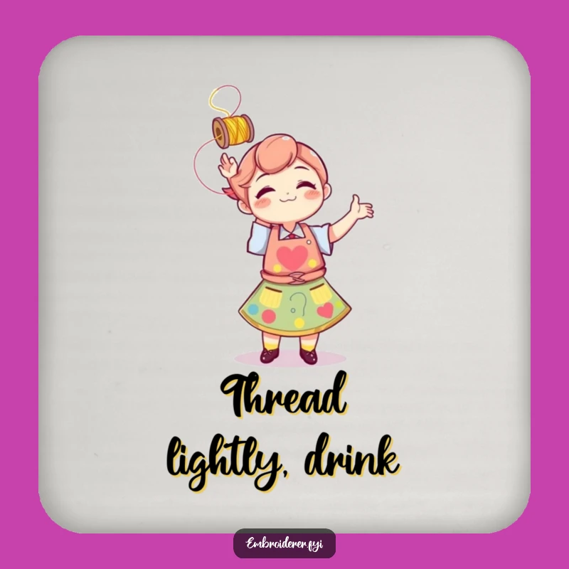 Funny Thread Tosser Apron Coaster - Protect Surfaces with Crafty Fun