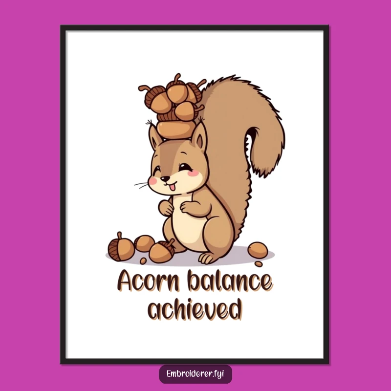 Funny Squirrel Acorn Tower Poster: Add Focused Charm to Your Walls