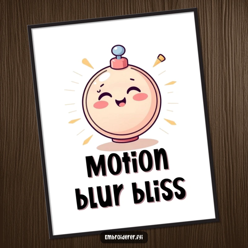 Funny Bobbin Poster depicting a cheerful bobbin spinning with immense speed and excitement, adding vibrant energy.