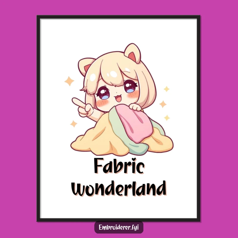 Funny Fabric Lover Poster: Excited Crafter Art for Sewing Rooms