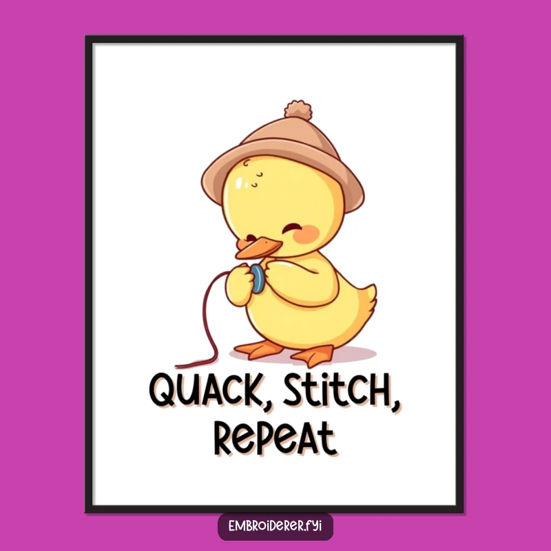 Funny Duck Sewing Button Poster: Add Charming Humor to Your Walls