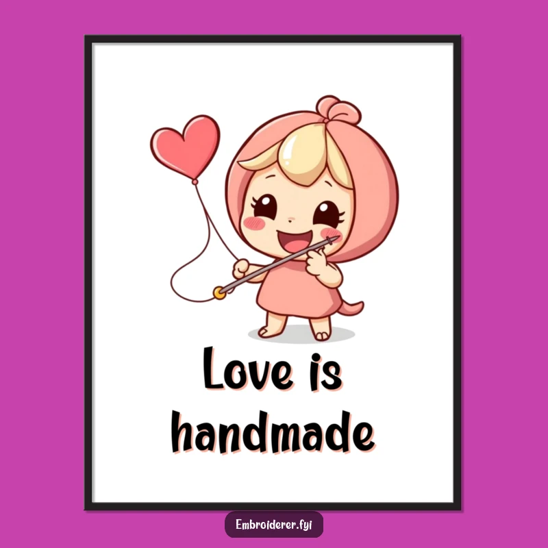 Funny Heart Stitcher Poster - Whimsical Love Art Print