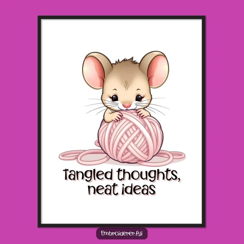 Funny Mouse Yarn Poster: Hilarious Art for Craft Rooms & Playful Decor