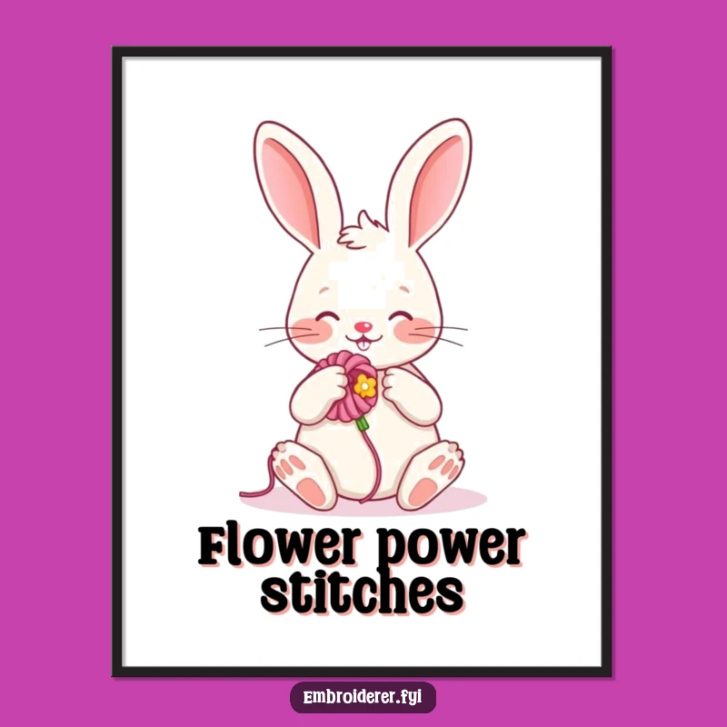 Funny Rabbit Embroidery Art Poster: Decorate with Cheerful Humor - Perfect Gift!
