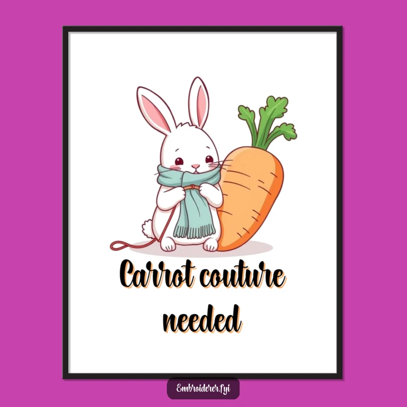 Funny Rabbit Knitting Carrot Scarf Poster: Add Whimsy to Your Walls With This Art