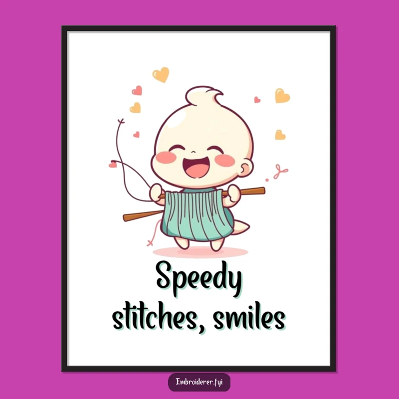Funny Sewing Poster: Cheerful Laughing Stitcher's Speed Art for Craft Rooms