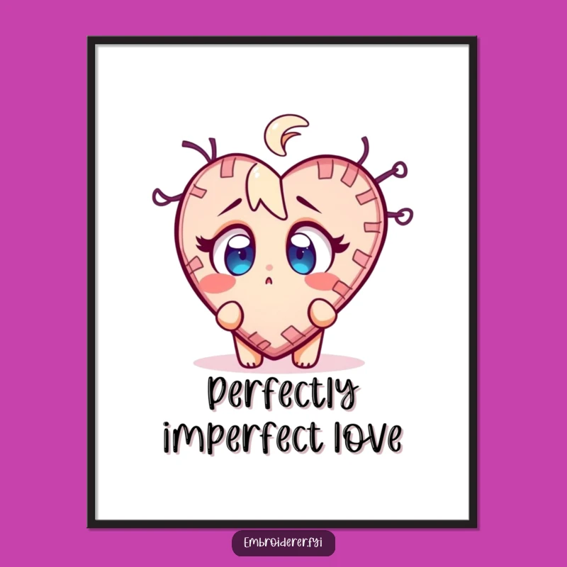 Funny Stitch Surprise Poster - Wobbly Heart Creator, Wall Art Sewing Gift