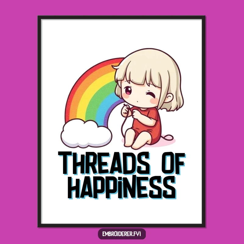 Funny Stitching Rainbow Poster: Creative Craft Wall Art, Vibrant Decor Gift for Artists